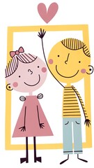 Wall Mural - a digital illustration of a young boy and girl