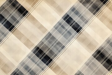 Poster - Elegant beige and gray plaid textile pattern with diagonal stripes design