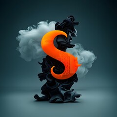 Poster - swirling digital calligraphy with intricate glowing characters dynamic information visualization and