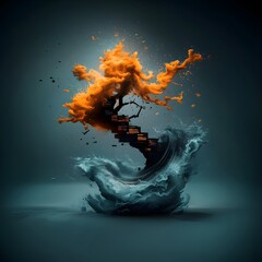 Poster - Swirling digital calligraphy with intricate glowing characters dynamic information visualization and ethereal luminescent effects against a shadowy moody cyberpunk inspired background