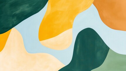 Poster - Abstract Colorful Waves in Earthy Tones and Soft Pastels