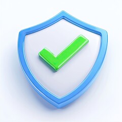 Aufkleber - 3D Shield Icon with Green Checkmark