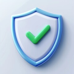 Aufkleber - 3D Shield Icon with Checkmark on White Background (1)