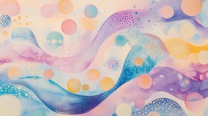 Poster - Abstract Vibrant Waves with Colorful Dots and Fluid Patterns