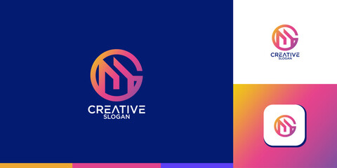 Poster - letters gm linked monogram logo vector
