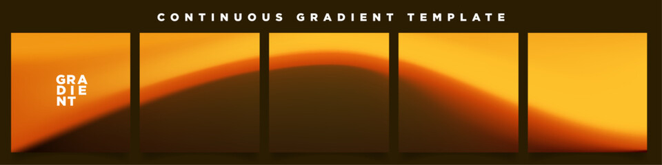 Fototapete - Beautiful flowing orange gradient carousel ad template. Continuous orange gradation cards. Abstract Desert dune floor. Luxurious and cozy autumn backgrounds. Vector Illustration.