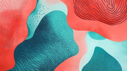 Poster - Abstract Colorful Shapes with Lines and Dots in Vibrant Backgrounds