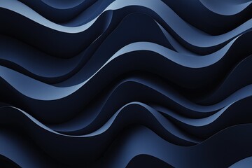 Poster - Elegant dark blue abstract waves and curves create a smooth flowing background design