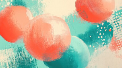 Poster - Abstract Art with Colorful Circles in Vibrant Turquoise and Coral