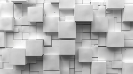 Poster - Geometric white cubes abstract background with 3d depth perspective