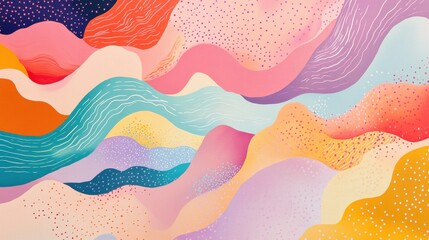Poster - Abstract Colorful Waves in Soft Pastel Tones for Modern Design