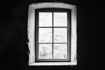 Wall Mural - Window with six panes set in thick white frame