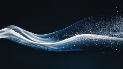 Poster - Abstract white smoke and particle stream on dark background