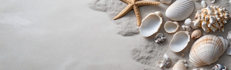 Canvas Print - Seashells starfish sand beach summer design