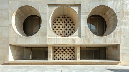 Poster - Modern architectural facade with circular and geometric patterns