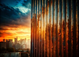 Poster - Corrugated Iron Texture: Industrial Double Exposure Stock Photo