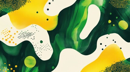 Poster - Abstract Green and Yellow Organic Shape Background Design