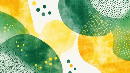 Poster - Abstract Green and Yellow Shapes with Dots and Textures for Design