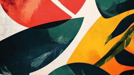 Poster - Colorful Abstract Leaves and Shapes in Bright Artistic Design