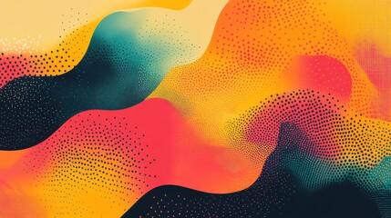 Poster - Abstract color wave pattern with vibrant dots and dynamic shapes