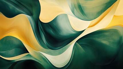 Poster - Abstract Green and Yellow Fluid Waves in Artistic Design
