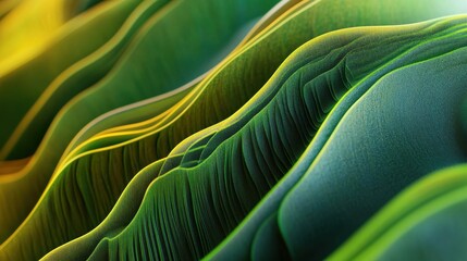 Poster - Abstract Green Wave Patterns with Soft Textures and Depth