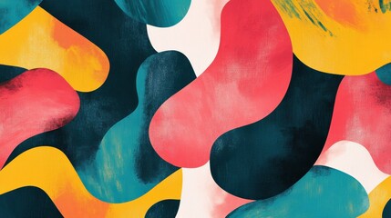 Poster - Colorful Abstract Shapes in Vibrant Shades of Blue, Red, and Yellow