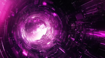 Poster - futuristic abstract digital tunnel with vibrant pink light effects