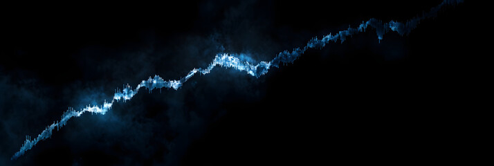 Wall Mural - an image depicting a digital line chart showcasing an upward trend on a bright wide banner - black b