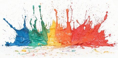 Poster - Capturing artistic expression through a vibrant rainbow paint splash