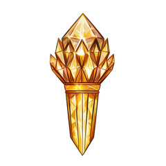 Poster - Golden Crystal Shard with Geometric Facets and Shiny Appearance