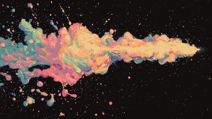 Poster - vibrant neon hues blend in a mesmerizing dance of abstract fluid art, yielding a dynamic and futuris