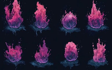 Poster - Vibrant glowing orbs and spheres radiate energy against a dark backdrop with swirling luminous effects