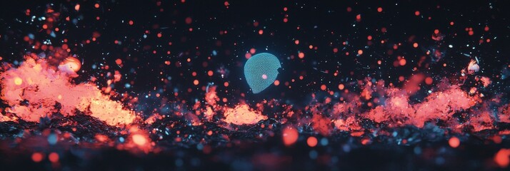 Poster - Cyborg head utilizing stock to generate a digital interface 3D rendering