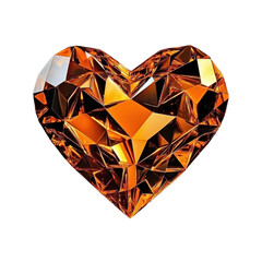 Poster - Shimmering Heart Shaped Orange Gemstone with Faceted Texture