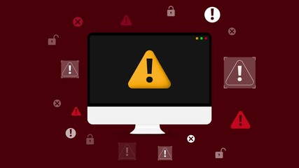 Poster - Error and virus appearing on the computer screen 4k animation. Spam, warning, red, error and alert infographics with green screen for keying.