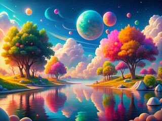 Poster - Ethereal Surreal Minimalist Background: Dreamlike Pastel Hues & Abstract Shapes