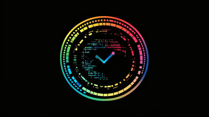 Poster - Abstract icon for development business. Vector sign for business company digital development concept. Colorful badge, concept of coding and programming. Media emblem isolated on white background