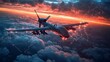 © zuriya - A dynamic military drone in flight, with neuron-like connections and radar patterns visualized around it, showcasing high-tech warfare and intelligence.