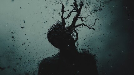 Poster - In a dark setting, a brain's neural pathways shine brightly, signifying neural activity and drawing a parallel to neural networks and stocks