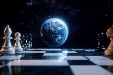 Wall Mural - Global Strategy: A Chess Match on a Cosmic Scale