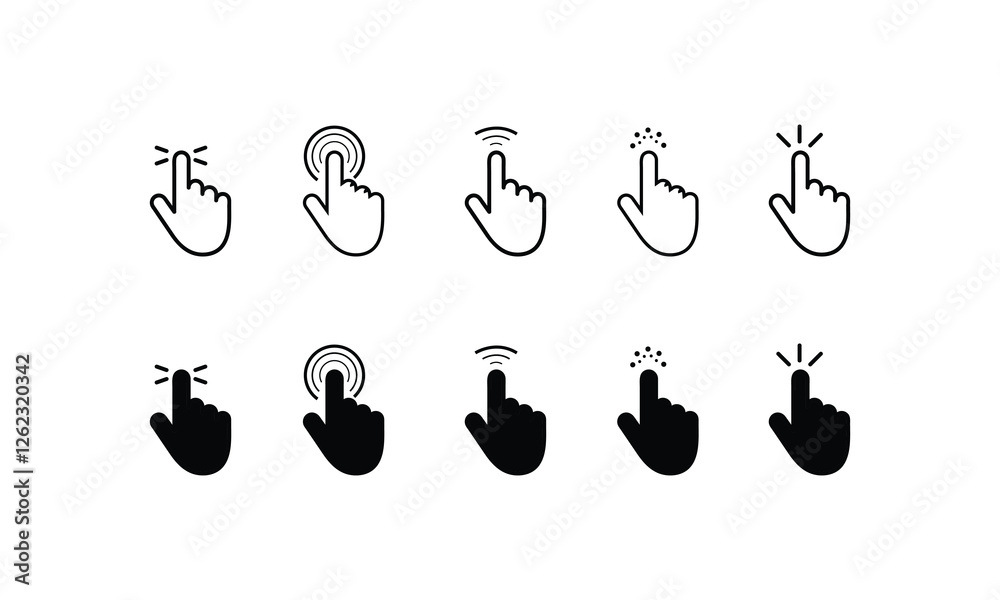 Vector de Stock Click icon set. pointer arrow icon. cursor icon vector ...