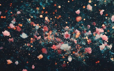 Poster - In an abstract background, the fusion of blurry blue and yellow colors, paired with defocused lights, generates a visual that is both vibrant and dynamic