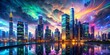 © kanda - Vibrant Cityscape at Dusk with Colorful Sky and Reflections