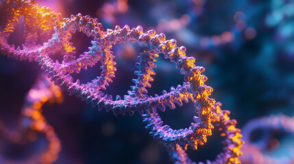 Poster - DNA vector helices of human gene molecules. Genetics and biology science, medicine technologies and biotechnology isolated symbols of DNA helix. Colorful spiral strands of chromosome molecules, chains