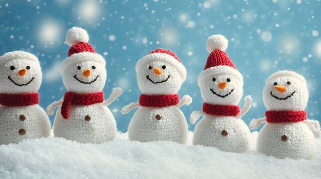 Snowman Wearing A Red Hat On A Snowy Hill  ai genrative