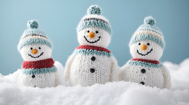 Snowman Wearing A Red Hat On A Snowy Hill  ai genrative