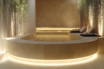 Poster - Luxurious indoor spa retreat featuring serene water and soft lighting