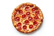 © Larysa - Fresh pepperoni pizza with basil on white background. AI image