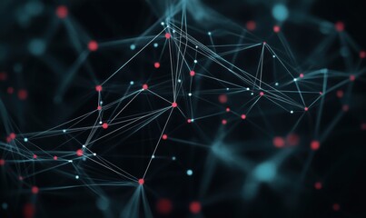 Poster - Abstract network connections with glowing nodes and lines in dark background
